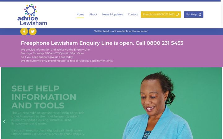 Screenshot of advicelewisham.org.uk