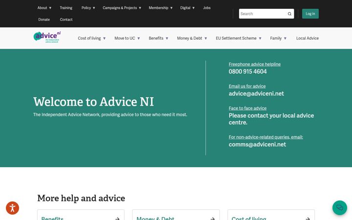 Screenshot of adviceni.net