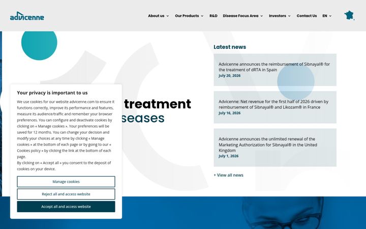 Screenshot of advicenne.com