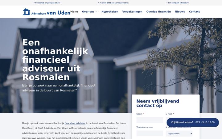 Screenshot di adviesburovanuden.nl