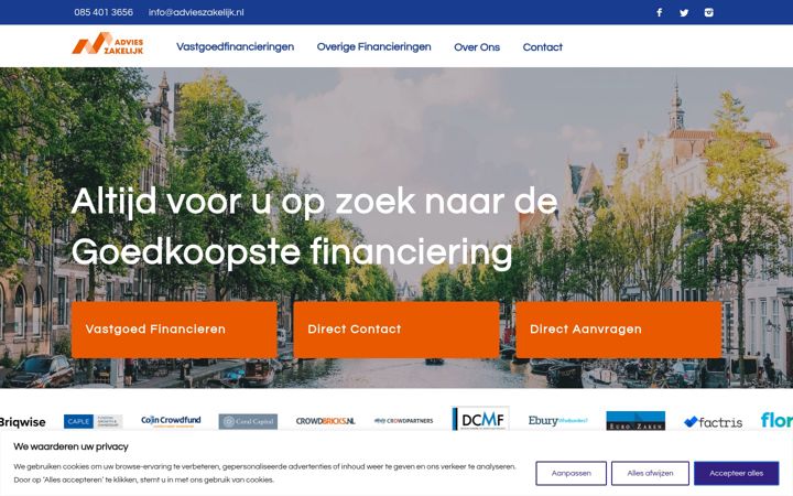 Screenshot di advieszakelijk.nl