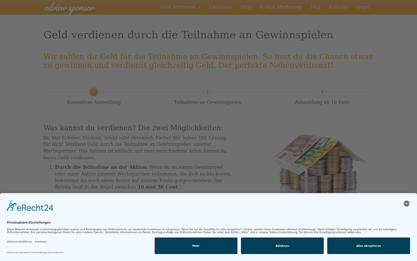 Screenshot tal-banner tal-kunsens muri qabel kwalunkwe interazzjoni