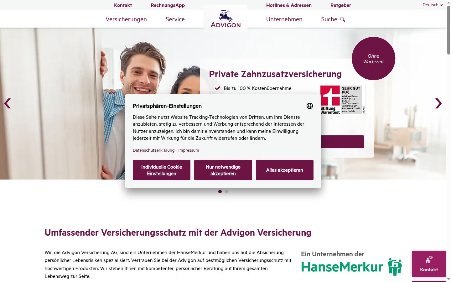Sutikimo reklamjuostės, rodytos prieš bet kokią sąveiką, ekrano kopija