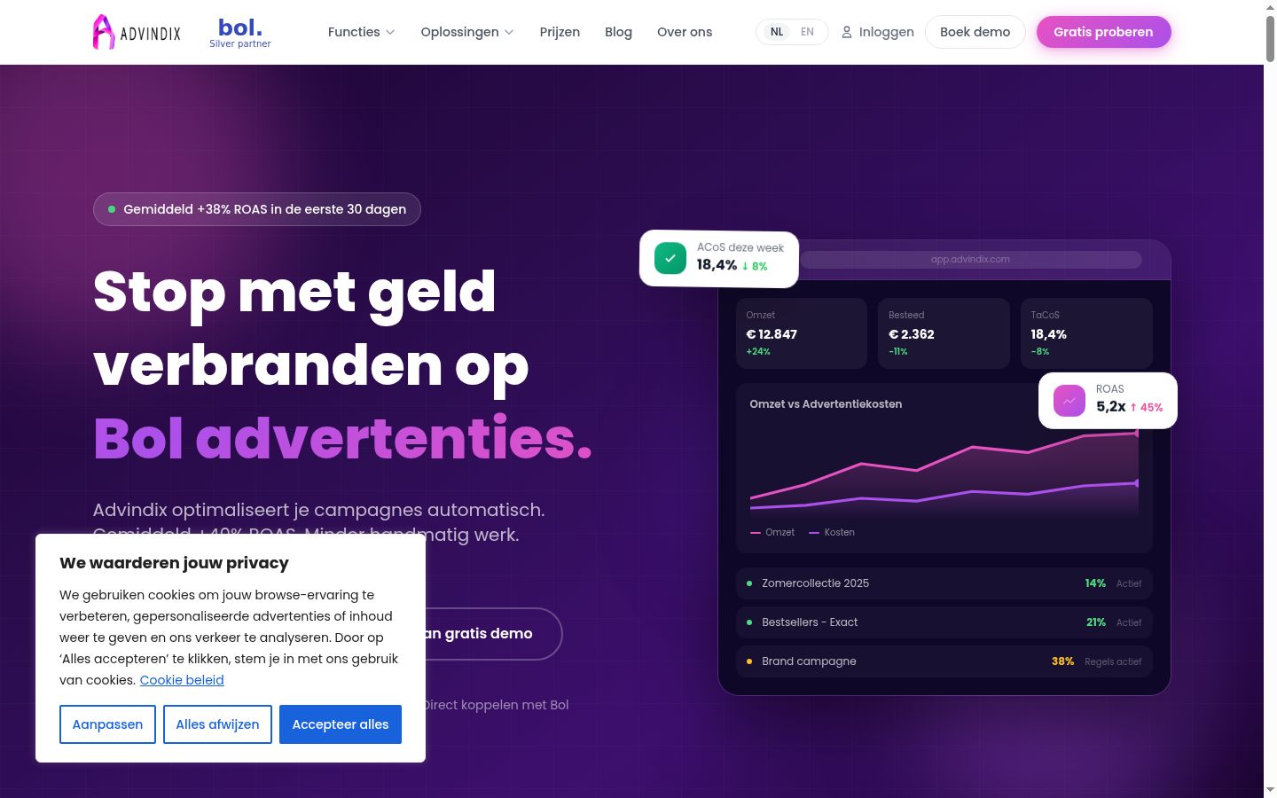 Screenshot del banner di consenso mostrato prima di qualsiasi interazione