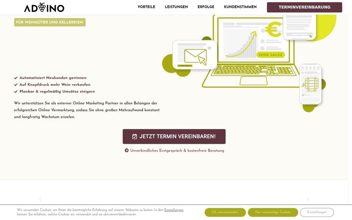 Screenshot του advino.de