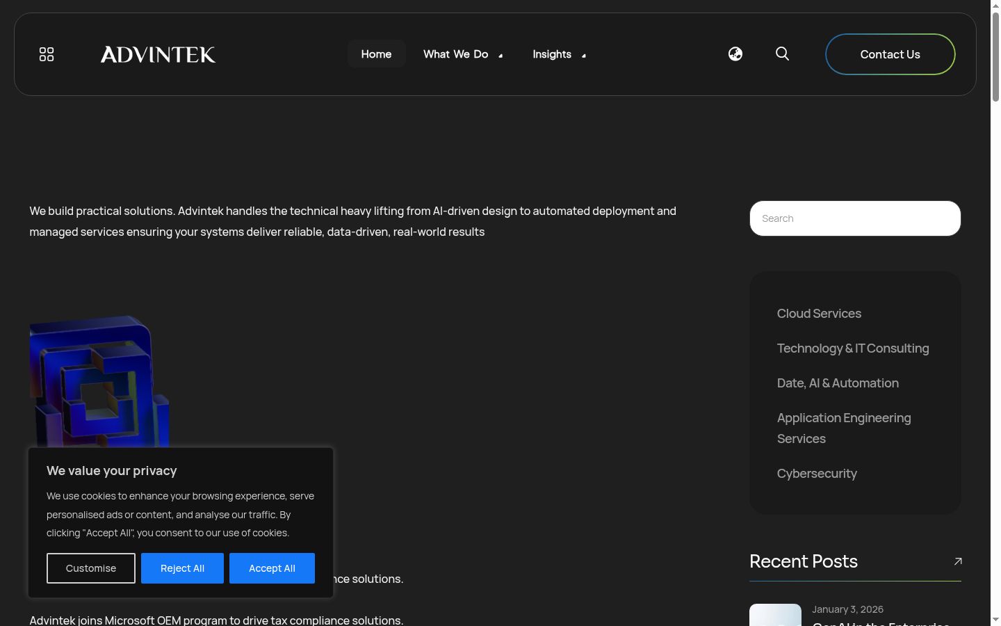 Screenshot of the consent banner shown before any interaction