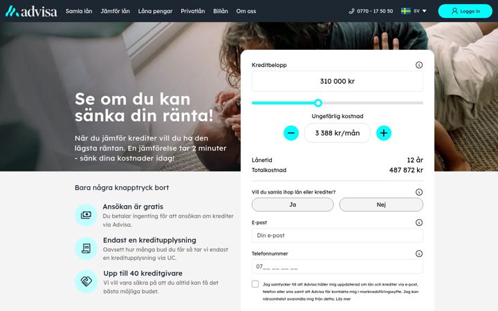 Screenshot ta' advisa.se