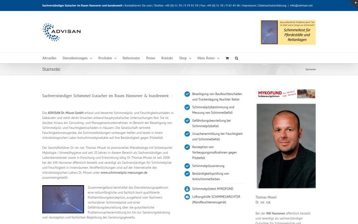 Screenshot von advisan.net