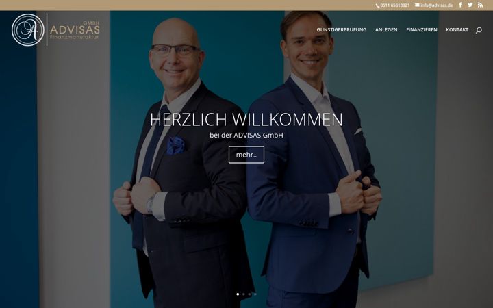 Screenshot von advisas.de
