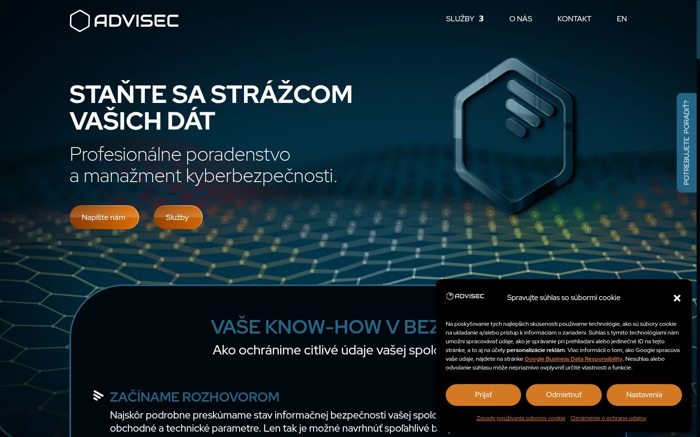 Snímek obrazovky baneru souhlasu zobrazeného před jakoukoli interakcí