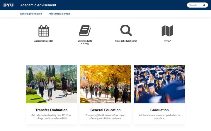 Screenshot of advisement.byu.edu