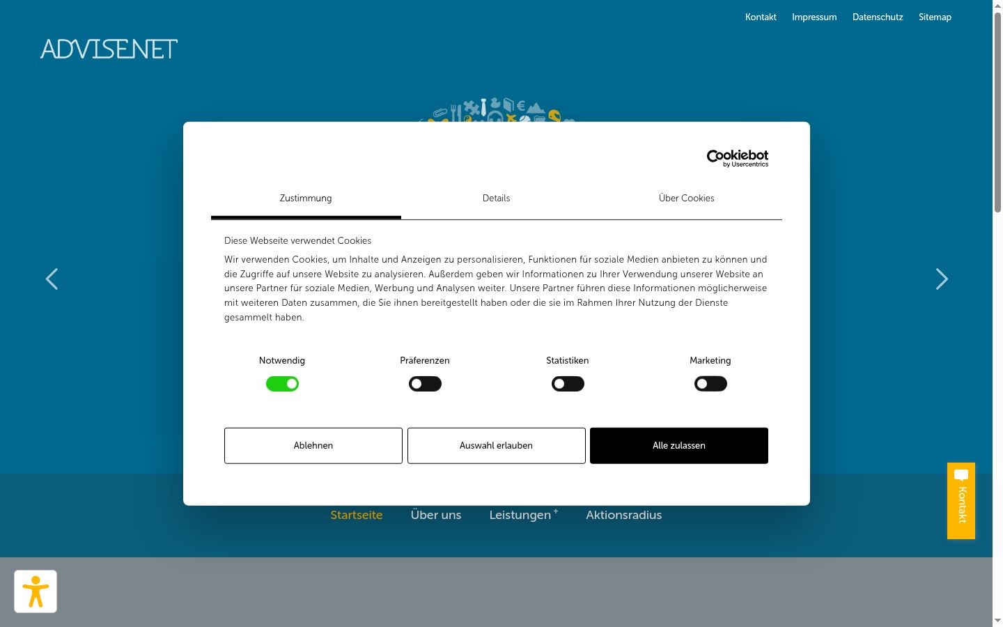 Screenshot tal-banner tal-kunsens muri qabel kwalunkwe interazzjoni