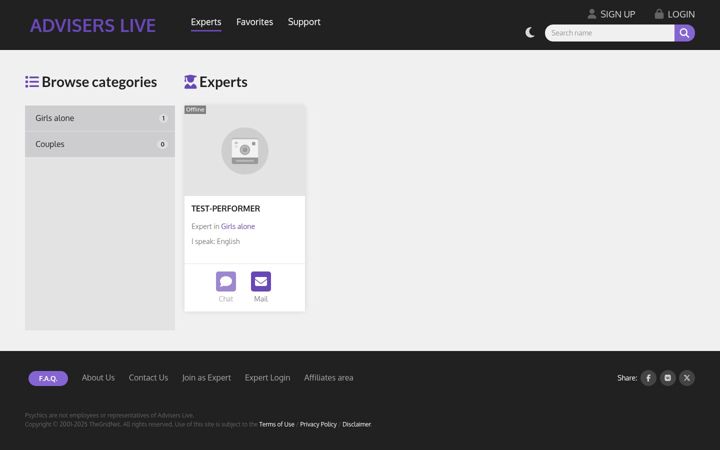Screenshot of advisers.live