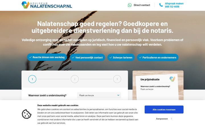 Screenshot di adviseurnalatenschap.nl