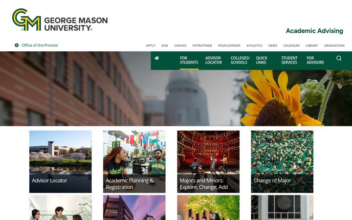 Screenshot of advising.gmu.edu
