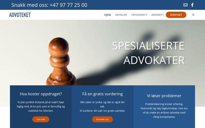 Screenshot of advisioadvokat.no
