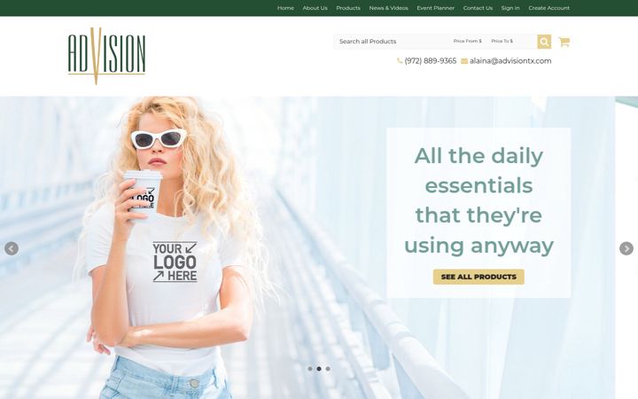 Screenshot of advisiontx.com