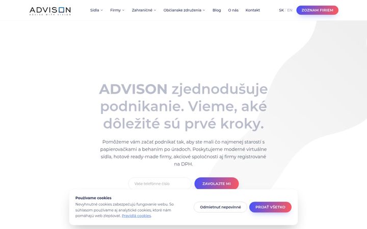 Snímek obrazovky advison.sk