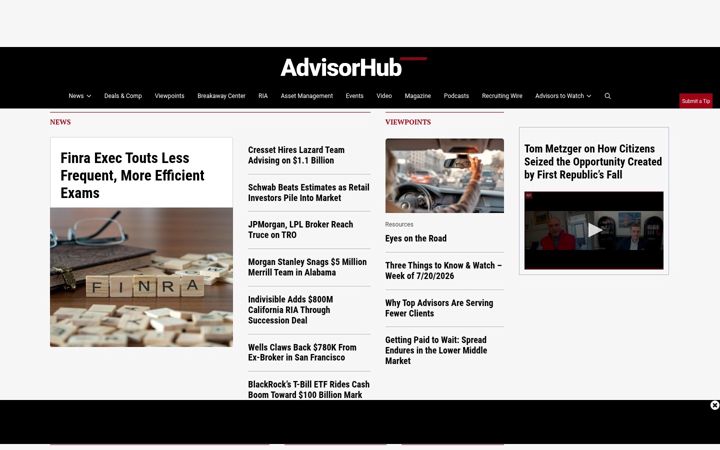 Screenshot of advisorhub.com