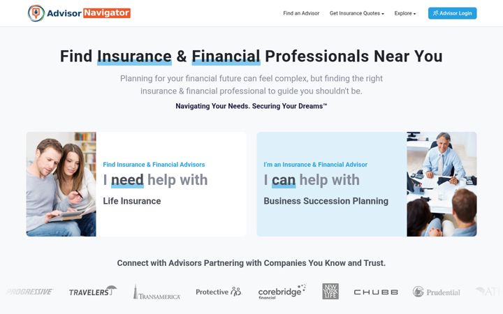 Screenshot of advisornavigator.com