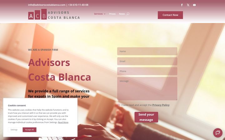 Екранна снимка на advisorscostablanca.com