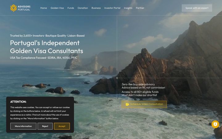 Screenshot of advisorsportugal.com