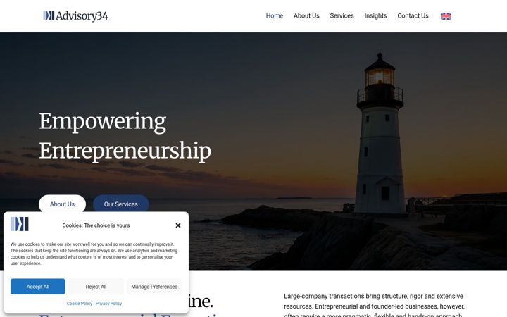 Screenshot of advisory34.com