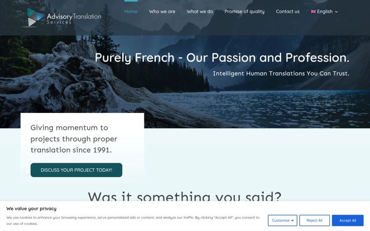 Screenshot of advisorytranslation.com