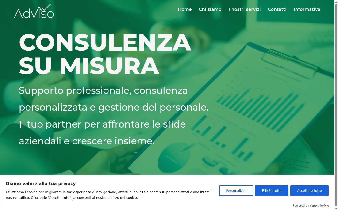 Screenshot del banner di consenso mostrato prima di qualsiasi interazione