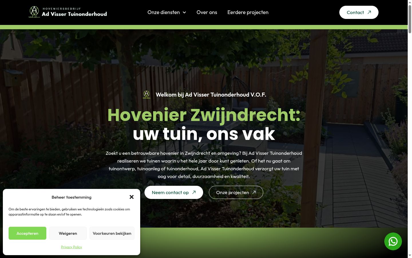 Screenshot van de toestemmingsbanner zoals getoond vóór enige interactie