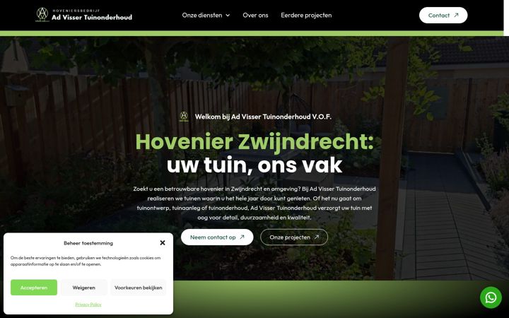 Skærmbillede af advissertuinonderhoud.nl