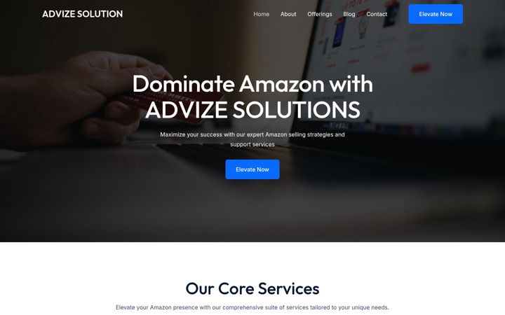 Captură de ecran a advizesolutions.com