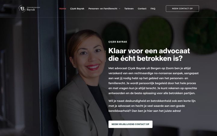 Screenshot van advocaatbayrak.nl