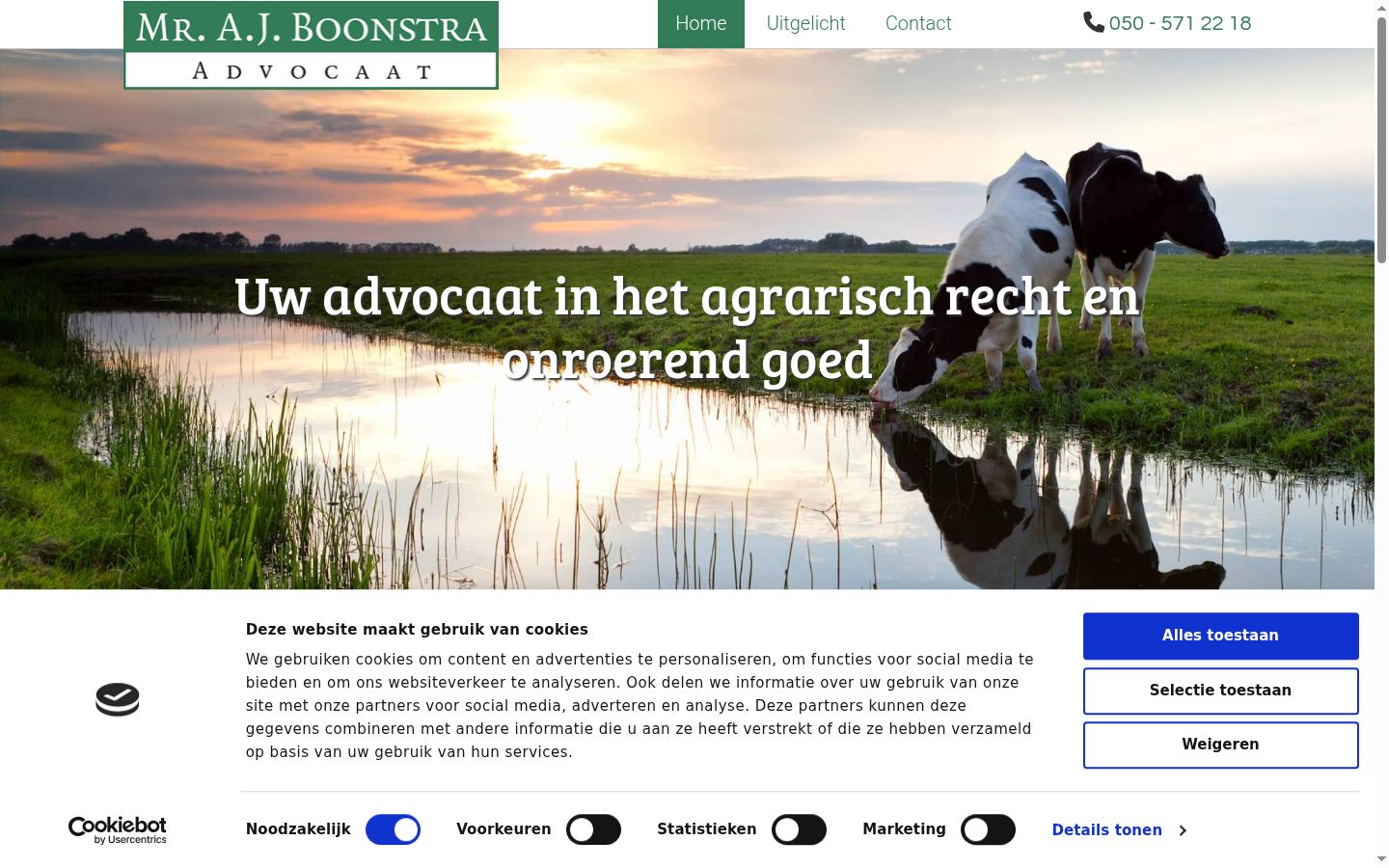 Screenshot van de toestemmingsbanner zoals getoond vóór enige interactie