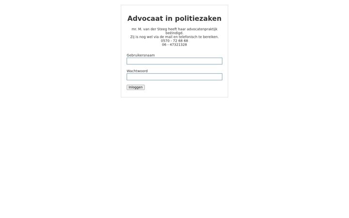Screenshot of advocaatinpolitiezaken.nl