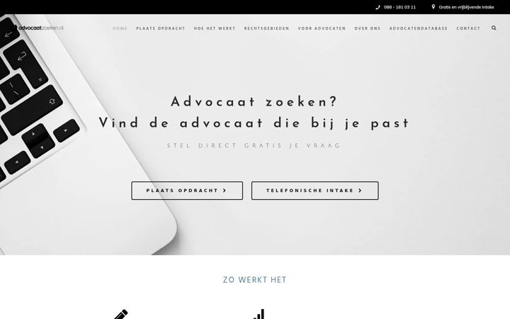 Captură de ecran a advocaatzoeken.nl