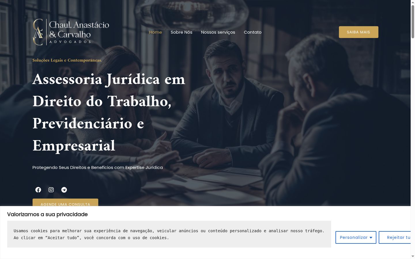 Screenshot del banner di consenso mostrato prima di qualsiasi interazione