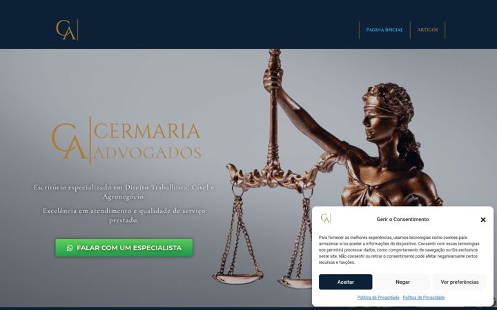 Screenshot of advocaciacermaria.com.br