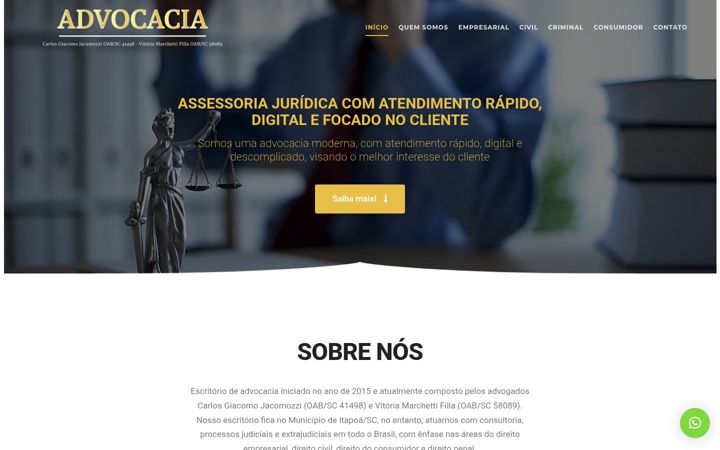 Ekraanipilt saidist advocaciaitapoa.com.br
