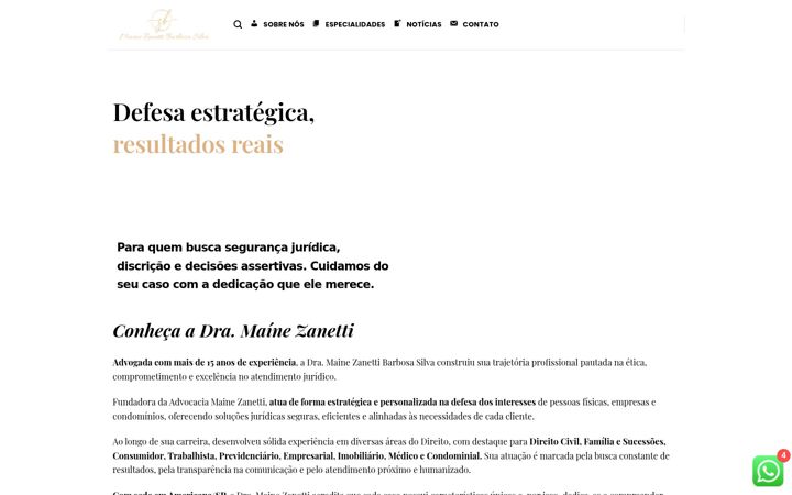Ekraanipilt saidist advocaciamainezanetti.com.br