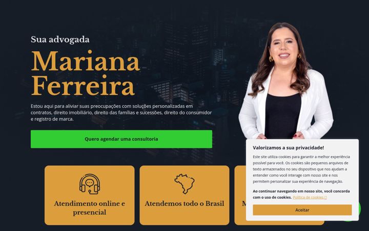 Ekraanipilt saidist advocaciamarianaferreira.com.br