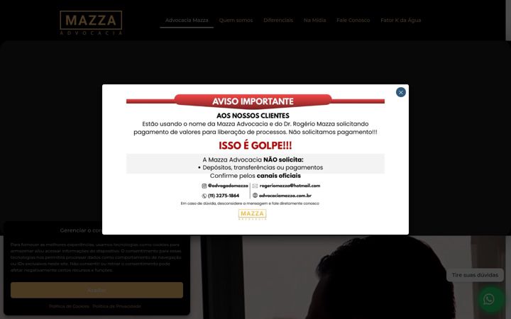 Ekraanipilt saidist advocaciamazza.com.br