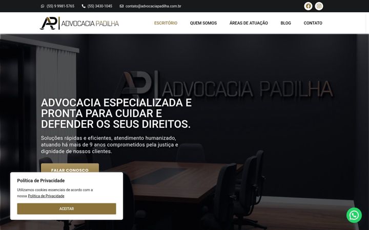 Ekraanipilt saidist advocaciapadilha.com.br
