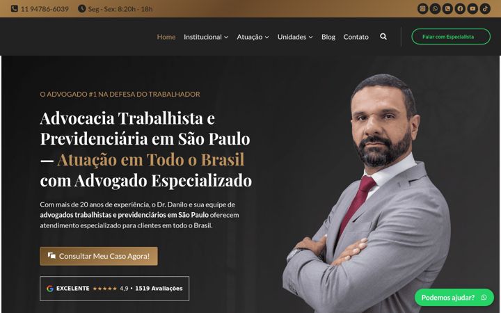 Screenshot of advocaciaschettini.com.br