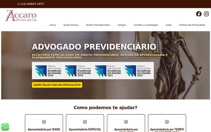 Screenshot of advocaciazaccaro.com.br