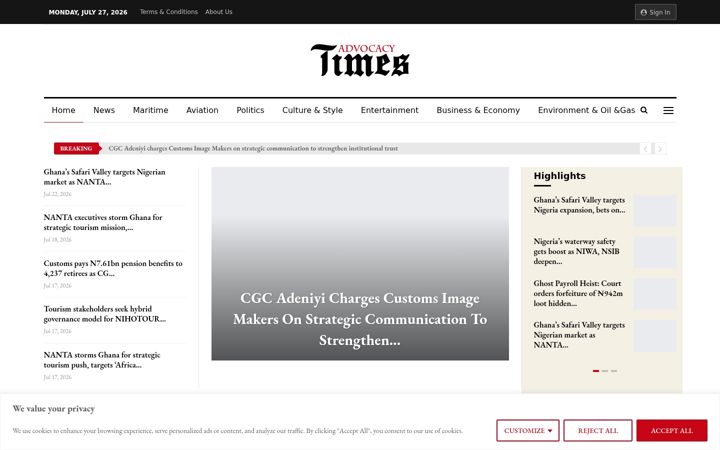 Captura de ecrã de advocacytimes.com