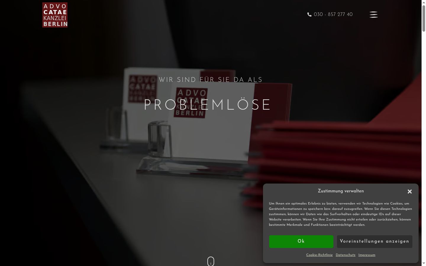 Screenshot of the consent banner shown before any interaction