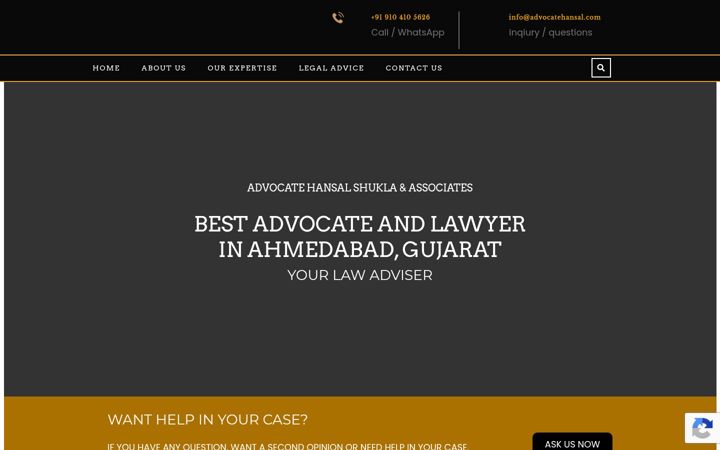 Screenshot of advocatehansal.com