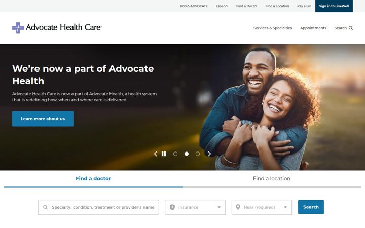 Screenshot of advocatehealth.com