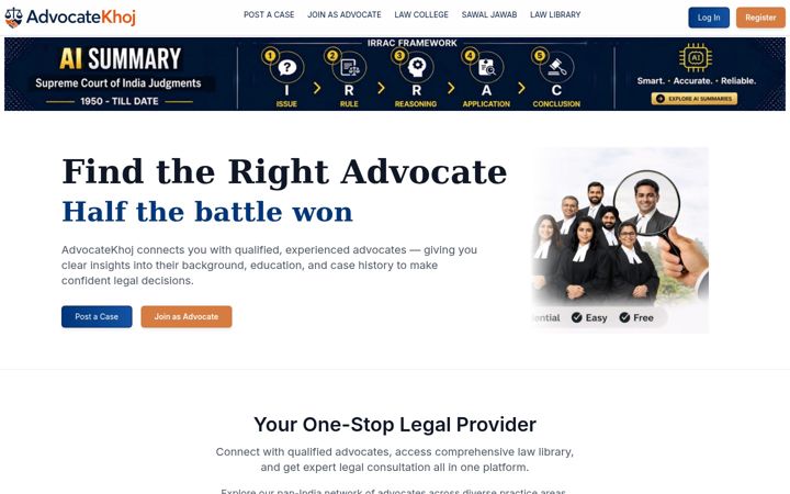 Screenshot of advocatekhoj.com